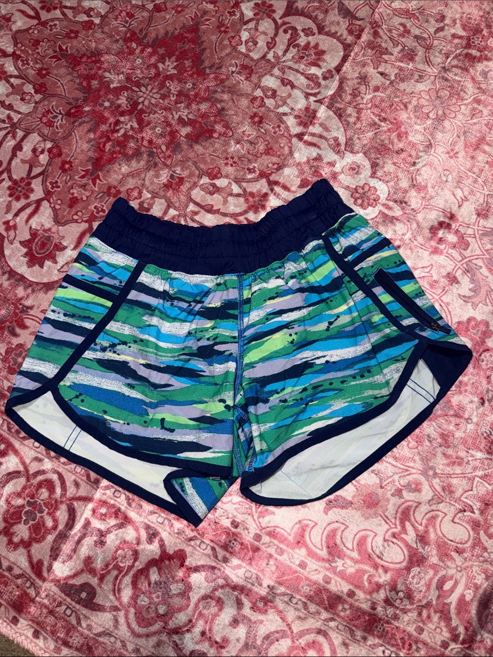 lululemon athletica Women’s Striped Blue-Green Athletic Shorts